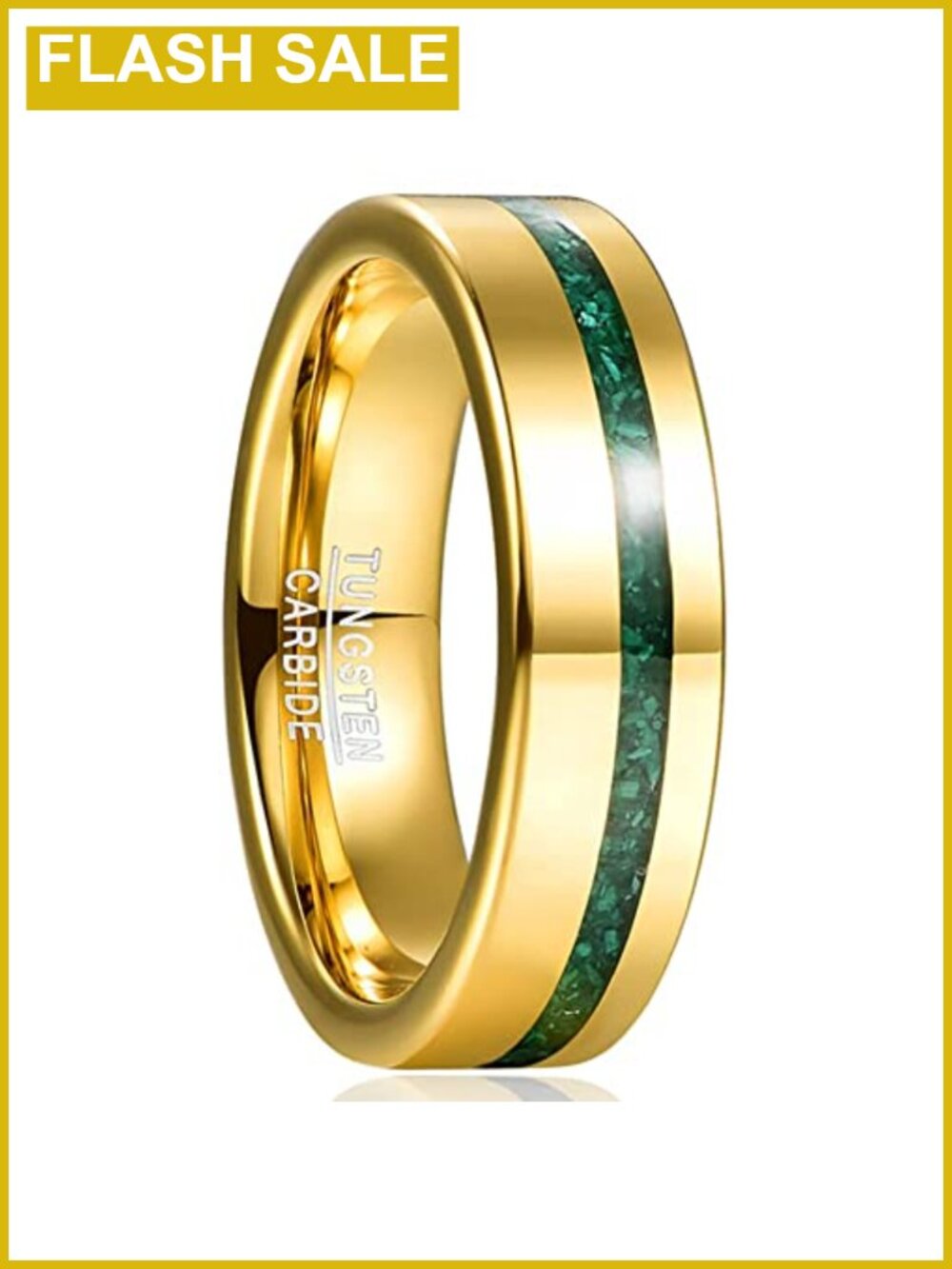NUNCAD Men's Tungsten Carbide Wedding Band 14K Gold Plated Ring Size 11